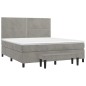 vidaXL Cama box spring con colchón terciopelo gris claro 160x200 cm vidaXL Cama box spring con colchón terciopelo gris claro 160x200 cm