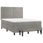vidaXL Cama box spring con colchón terciopelo gris claro 140x190 cm