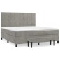 vidaXL Cama box spring con colchón terciopelo gris claro 180x200 cm vidaXL Cama box spring con colchón terciopelo gris claro 180x200 cm