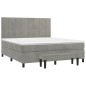 vidaXL Cama box spring con colchón terciopelo gris claro 180x200 cm vidaXL Cama box spring con colchón terciopelo gris claro 180x200 cm