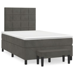 vidaXL Cama box spring con colchón terciopelo gris oscuro 120x200 cm
