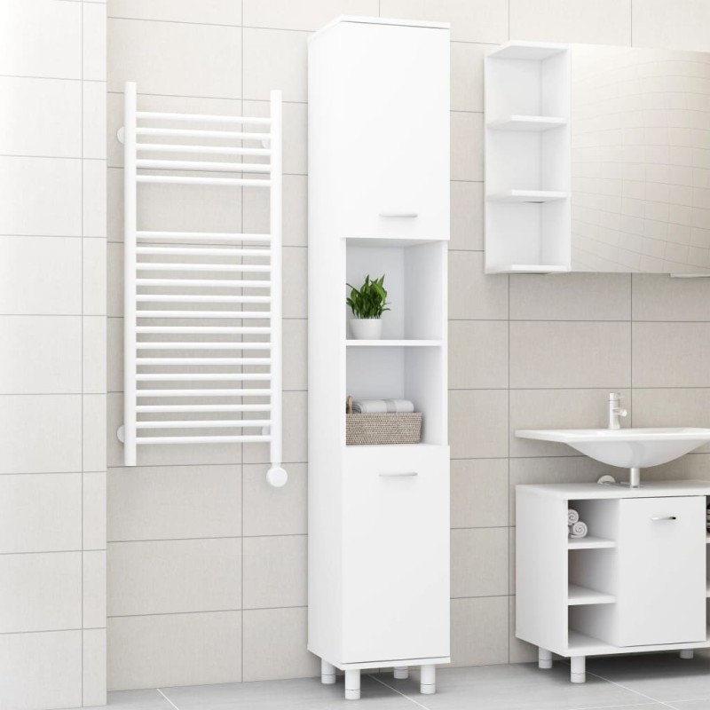 vidaXL Armario de baño madera contrachapada blanco 30x30x179 cm vidaXL Armario de baño madera contrachapada blanco 30x30x179 cm