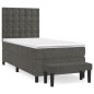 vidaXL Cama box spring con colchón terciopelo gris oscuro 100x200 cm vidaXL Cama box spring con colchón terciopelo gris oscuro 100x200 cm