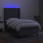 vidaXL Cama box spring colchón y luces LED tela gris oscuro 90x200 cm vidaXL Cama box spring colchón y luces LED tela gris oscuro 90x200 cm