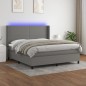 vidaXL Cama box spring colchón y luces LED tela gris oscuro 160x200 cm vidaXL Cama box spring colchón y luces LED tela gris oscuro 160x200 cm