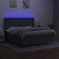 vidaXL Cama box spring colchón y luces LED tela gris oscuro 160x200 cm vidaXL Cama box spring colchón y luces LED tela gris oscuro 160x200 cm