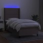 vidaXL Cama box spring colchón y luces LED gris taupe 80x200 cm vidaXL Cama box spring colchón y luces LED gris taupe 80x200 cm