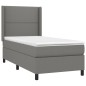 vidaXL Cama box spring colchón y luces LED tela gris oscuro 90x190 cm vidaXL Cama box spring colchón y luces LED tela gris oscuro 90x190 cm