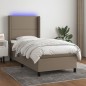vidaXL Cama box spring colchón y luces LED tela gris taupe 90x190 cm vidaXL Cama box spring colchón y luces LED tela gris taupe 90x190 cm