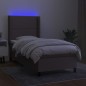 vidaXL Cama box spring colchón y luces LED tela gris taupe 100x200 cm vidaXL Cama box spring colchón y luces LED tela gris taupe 100x200 cm