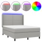 vidaXL Cama box spring colchón y luces LED tela gris claro 140x190 cm vidaXL Cama box spring colchón y luces LED tela gris claro 140x190 cm