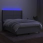 vidaXL Cama box spring colchón y luces LED tela gris claro 140x190 cm vidaXL Cama box spring colchón y luces LED tela gris claro 140x190 cm