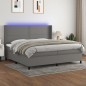 vidaXL Cama box spring colchón y luces LED tela gris claro 200x200 cm