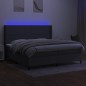 vidaXL Cama box spring colchón y luces LED tela gris claro 200x200 cm