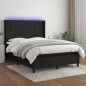 vidaXL Cama box spring colchón y luces LED tela negro 140x200 cm vidaXL Cama box spring colchón y luces LED tela negro 140x200 cm
