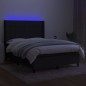 vidaXL Cama box spring colchón y luces LED tela negro 140x200 cm vidaXL Cama box spring colchón y luces LED tela negro 140x200 cm