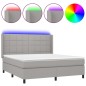 vidaXL Cama box spring colchón y luces LED tela gris claro 180x200 cm vidaXL Cama box spring colchón y luces LED tela gris claro 180x200 cm
