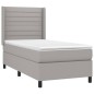 vidaXL Cama box spring colchón y luces LED tela gris claro 90x200 cm vidaXL Cama box spring colchón y luces LED tela gris claro 90x200 cm