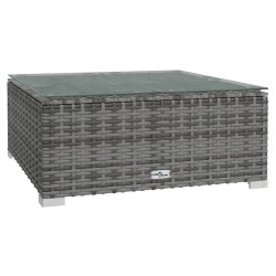 vidaXL Mesita de centro jardín ratán sintético vidrio gris 60x60x30 cm