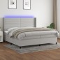 vidaXL Cama box spring con colchón tela y LED gris claro 200x200 cm vidaXL Cama box spring con colchón tela y LED gris claro 200x200 cm