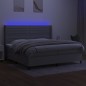vidaXL Cama box spring con colchón tela y LED gris claro 200x200 cm vidaXL Cama box spring con colchón tela y LED gris claro 200x200 cm