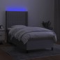 vidaXL Cama box spring colchón y luces LED tela gris claro 90x190 cm vidaXL Cama box spring colchón y luces LED tela gris claro 90x190 cm