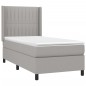 vidaXL Cama box spring colchón y luces LED tela gris claro 90x190 cm vidaXL Cama box spring colchón y luces LED tela gris claro 90x190 cm