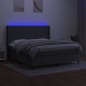 vidaXL Cama box spring colchón y luces LED tela gris oscuro 180x200 cm vidaXL Cama box spring colchón y luces LED tela gris oscuro 180x200 cm