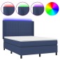 vidaXL Cama box spring colchón y luces LED tela azul 140x190 cm vidaXL Cama box spring colchón y luces LED tela azul 140x190 cm