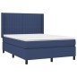 vidaXL Cama box spring colchón y luces LED tela azul 140x190 cm vidaXL Cama box spring colchón y luces LED tela azul 140x190 cm