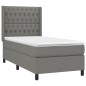 vidaXL Cama box spring colchón y luces LED tela gris oscuro 90x200 cm vidaXL Cama box spring colchón y luces LED tela gris oscuro 90x200 cm