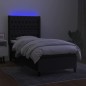 vidaXL Cama box spring colchón y luces LED tela negro 80x200 cm vidaXL Cama box spring colchón y luces LED tela negro 80x200 cm