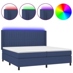 vidaXL Cama box spring colchón y luces LED tela azul 200x200 cm