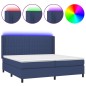 vidaXL Cama box spring colchón y luces LED tela azul 200x200 cm vidaXL Cama box spring colchón y luces LED tela azul 200x200 cm