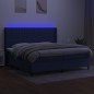 vidaXL Cama box spring colchón y luces LED tela azul 200x200 cm vidaXL Cama box spring colchón y luces LED tela azul 200x200 cm