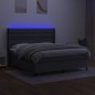 vidaXL Cama box spring colchón y luces LED tela gris oscuro 160x200 cm vidaXL Cama box spring colchón y luces LED tela gris oscuro 160x200 cm