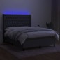 vidaXL Cama box spring colchón y luces LED tela gris oscuro 140x200 cm vidaXL Cama box spring colchón y luces LED tela gris oscuro 140x200 cm
