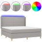 vidaXL Cama box spring colchón y luces LED tela gris claro 160x200 cm vidaXL Cama box spring colchón y luces LED tela gris claro 160x200 cm