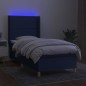 vidaXL Cama box spring colchón y luces LED tela azul 90x200 cm vidaXL Cama box spring colchón y luces LED tela azul 90x200 cm
