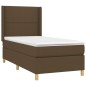 vidaXL Cama box spring colchón y luces LED tela marrón oscuro 80x200cm