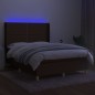 vidaXL Cama box spring colchón luces LED tela marrón oscuro 140x190 cm vidaXL Cama box spring colchón luces LED tela marrón oscuro 140x190 cm