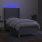 vidaXL Cama box spring colchón y luces LED tela gris claro 100x200 cm vidaXL Cama box spring colchón y luces LED tela gris claro 100x200 cm