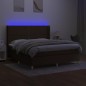 vidaXL Cama box spring colchón luces LED tela marrón oscuro 180x200cm vidaXL Cama box spring colchón luces LED tela marrón oscuro 180x200cm