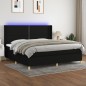 vidaXL Cama box spring colchón y luces LED tela negro 200x200 cm