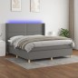 vidaXL Cama box spring colchón y luces LED tela gris oscuro 180x200 cm vidaXL Cama box spring colchón y luces LED tela gris oscuro 180x200 cm