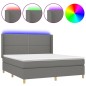 vidaXL Cama box spring colchón y luces LED tela gris oscuro 180x200 cm vidaXL Cama box spring colchón y luces LED tela gris oscuro 180x200 cm