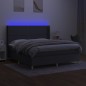vidaXL Cama box spring colchón y luces LED tela gris oscuro 180x200 cm vidaXL Cama box spring colchón y luces LED tela gris oscuro 180x200 cm