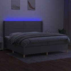 vidaXL Cama box spring con colchón tela y LED gris claro 200x200 cm