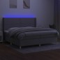 vidaXL Cama box spring con colchón tela y LED gris claro 200x200 cm vidaXL Cama box spring con colchón tela y LED gris claro 200x200 cm