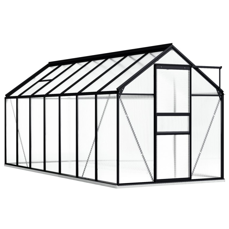 vidaXL Invernadero con estructura base aluminio gris antracita 8,17 m²